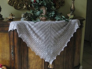 Camelot's Embrace Shawl on console