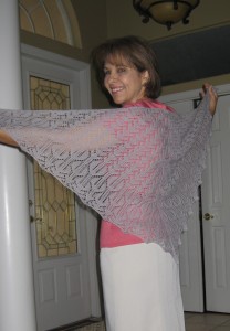 Nitza with Camelot's Embrace shawl